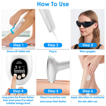 3 In 1 Ice Cooling Laser Hair Removal Painless Permanent At-Home IPL Hair Removal