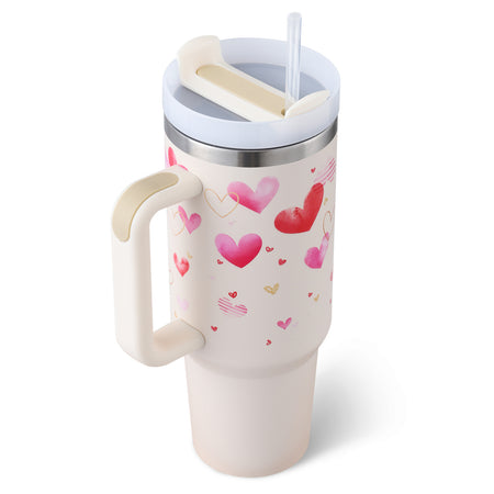 40oz Insulated Tumbler with Handle & Straw – Travel, Gym, Office Gift