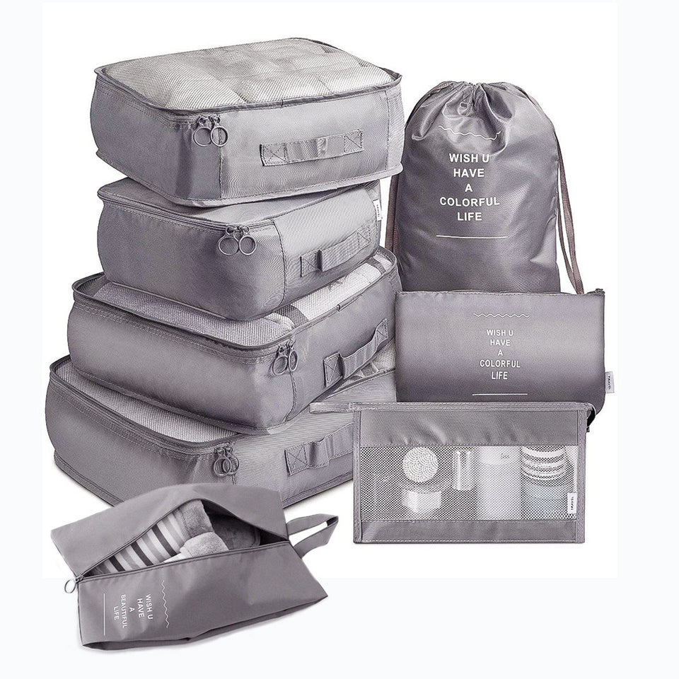 8-Piece Travel Packing Cube Set – Luggage Organizer for Clothes & Shoes