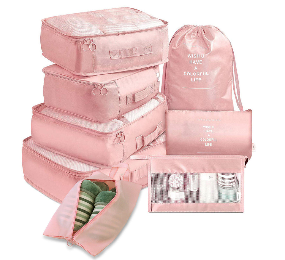 8-Piece Travel Packing Cube Set – Luggage Organizer for Clothes & Shoes