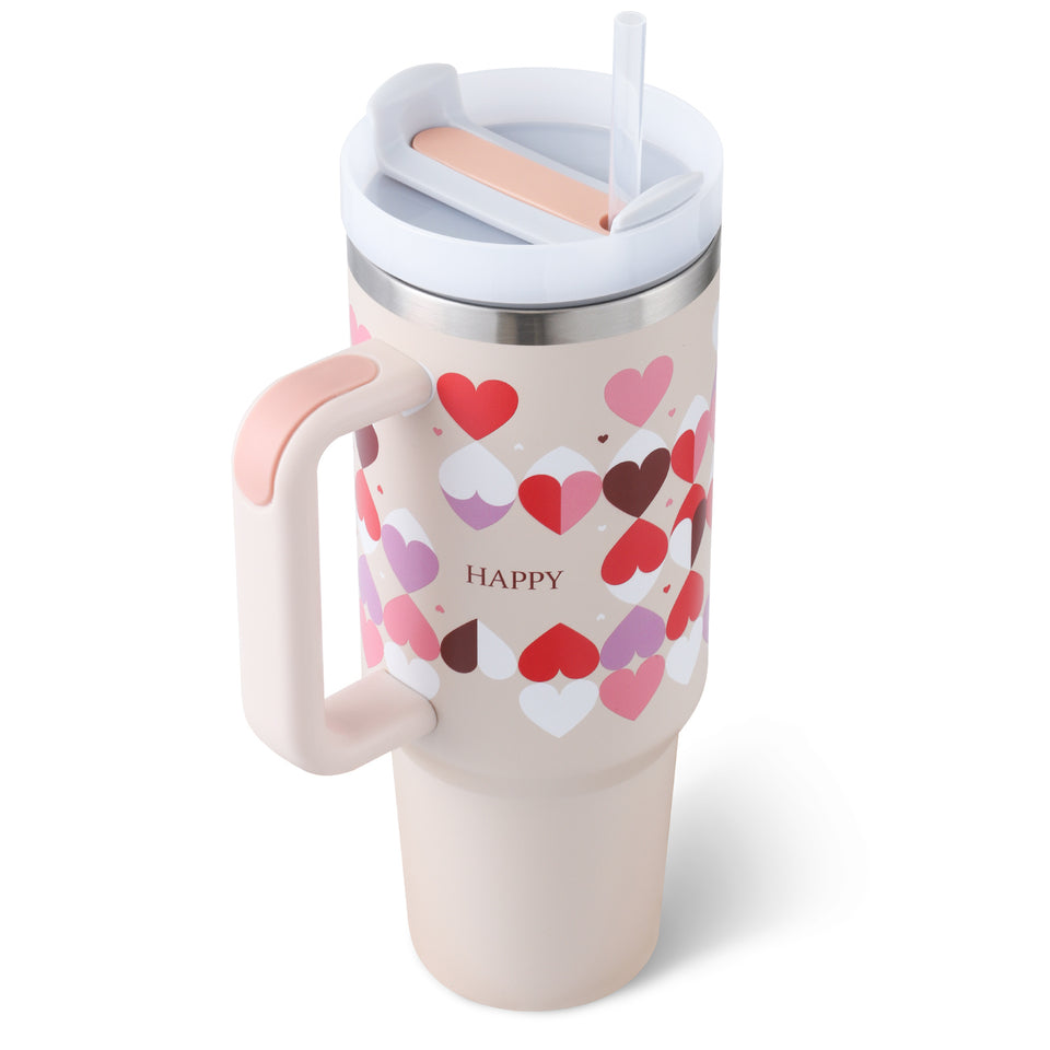 40oz Insulated Tumbler with Handle & Straw – Travel, Gym, Office Gift