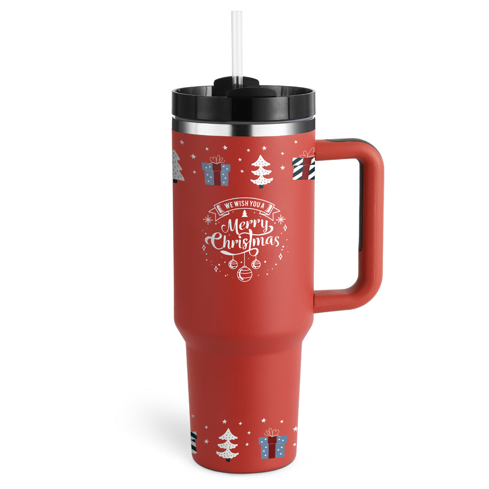 40oz Insulated Tumbler with Handle & Straw – Travel, Gym, Office Gift