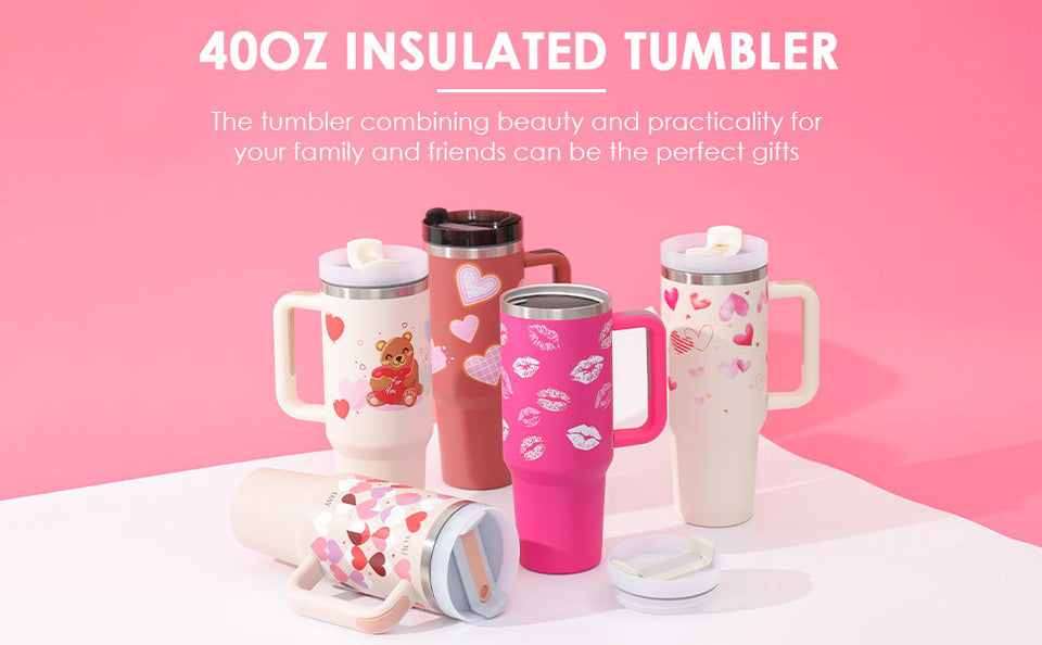 40oz Insulated Tumbler with Handle & Straw – Travel, Gym, Office Gift