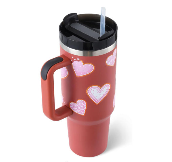 40oz Insulated Tumbler with Handle & Straw – Travel, Gym, Office Gift