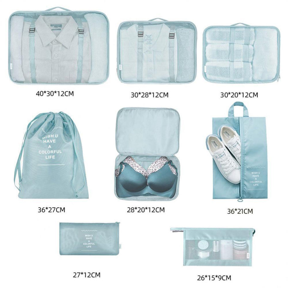 8-Piece Travel Packing Cube Set – Luggage Organizer for Clothes & Shoes