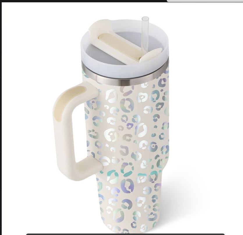 40oz Insulated Tumbler with Handle & Straw – Travel, Gym, Office Gift