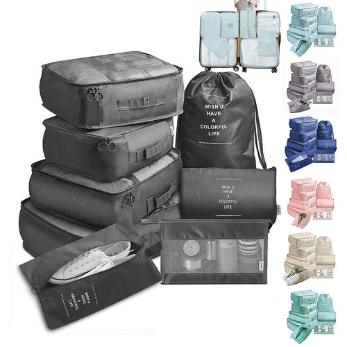 8-Piece Travel Packing Cube Set – Luggage Organizer for Clothes & Shoes