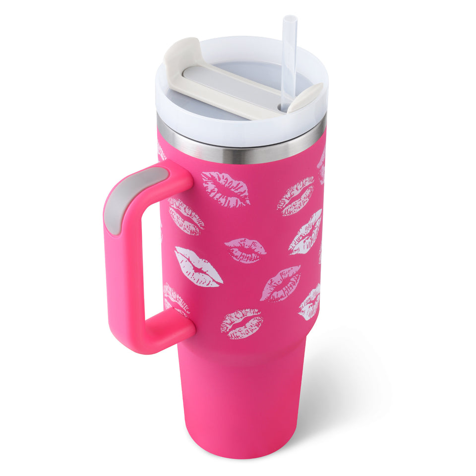 40oz Insulated Tumbler with Handle & Straw – Travel, Gym, Office Gift