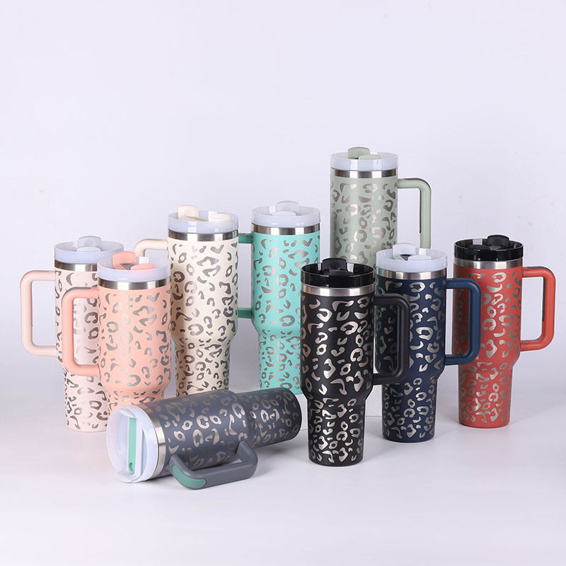 40oz Insulated Tumbler with Handle & Straw – Travel, Gym, Office Gift