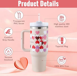 40oz Insulated Tumbler with Handle & Straw – Travel, Gym, Office Gift