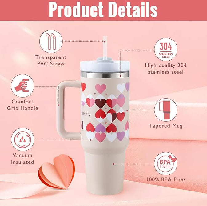 40oz Insulated Tumbler with Handle & Straw – Travel, Gym, Office Gift